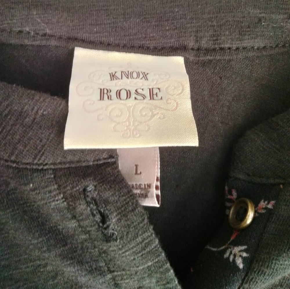 Knox Rose Henley Neck black blouse - Picture 5 of 6